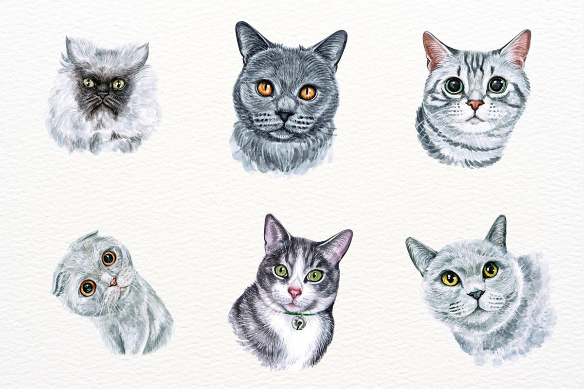 39 Realistic Watercolor Cat Portrait, an Animal Illustration by ArtbyHien (Photo 5 of 8)