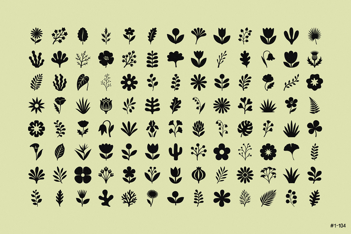 Flora Elements: 208 Botanical Shapes, an Object Graphic by pixelbuddha.net (Photo 2 of 7)