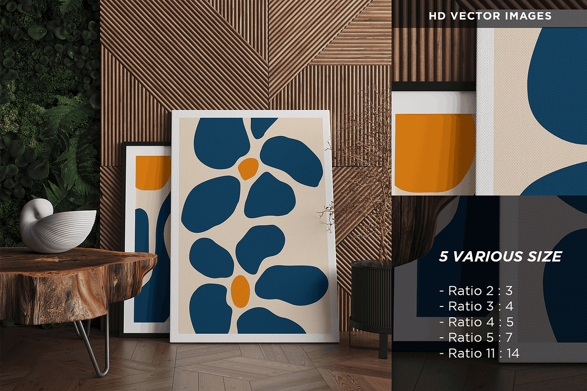 Set of abstract Blue Yellow Flower, a Decorative Illustration by Vibrand Studio (Photo 3 of 8)
