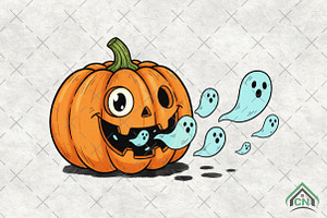 Halloween Pumpkin Png Cute Ghost, an Illustration by Craft Nest