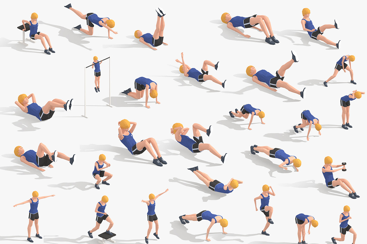 Exercise Animations Bundle Woman, a Characters & Person 3D Model by Daniel Mikulik (Photo 2 of 14)