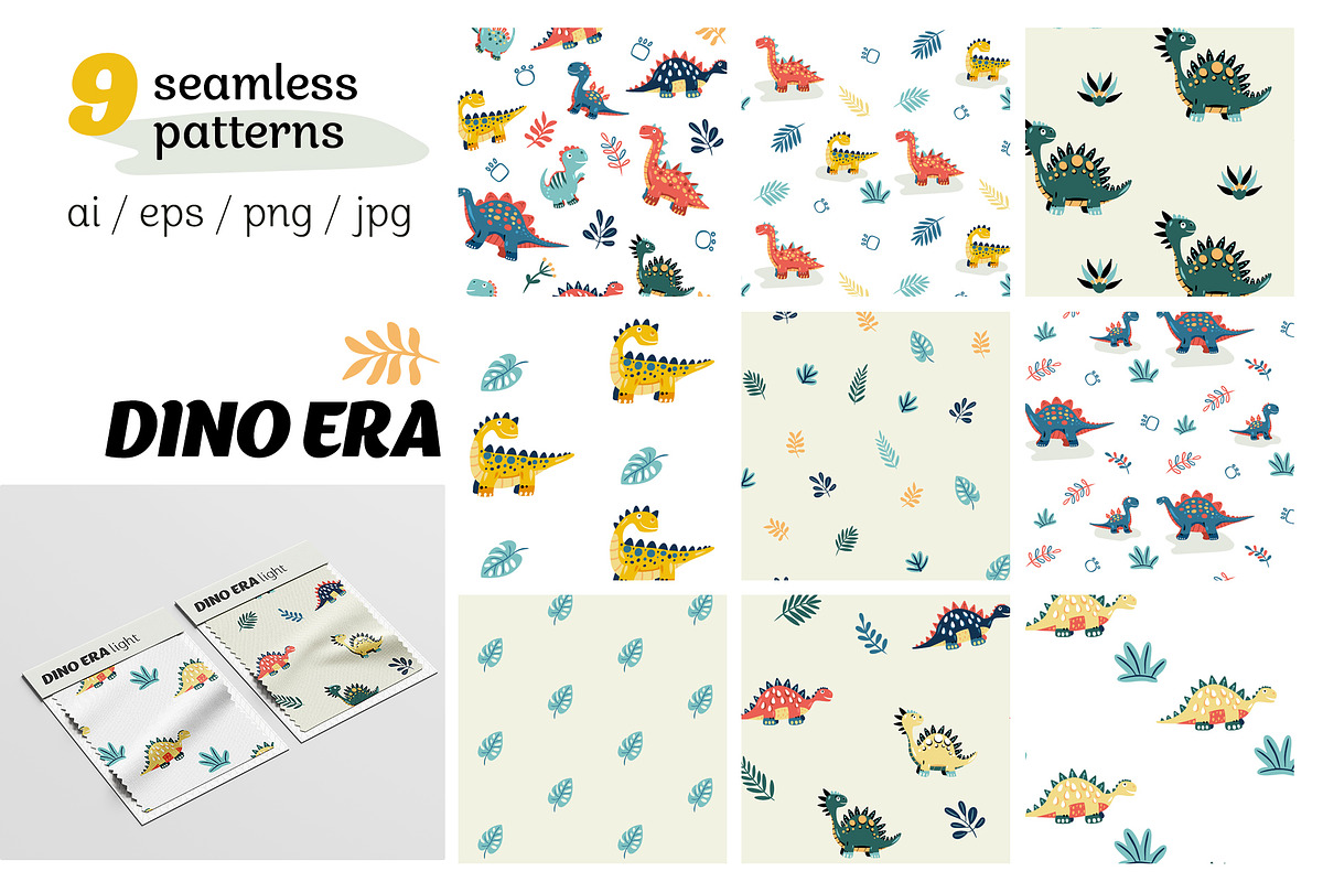 Cartoon Dino Pattern & Clipart, a Graphic by Asya Melkonyan Patterns (Photo 3 of 13)