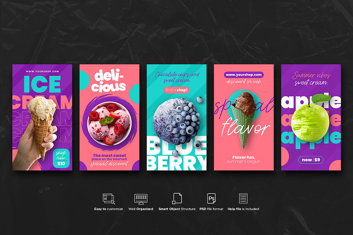 Food Instagram Story PSD Templates, a Social Media Template by Giraffe Design Studio (Photo 3 of 22)