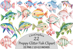 Preppy Glitter Fish PNG, a Seasonal Illustration by CitraGraphics
