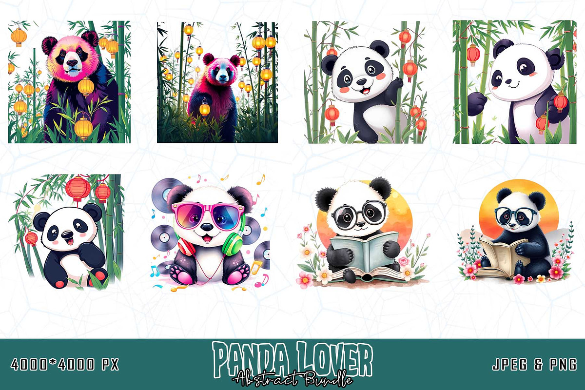 Panda Lover T-shirt Design Bundle, an Illustration by Sofia's Fashion (Photo 2 of 3)
