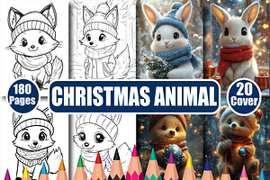 Christmas Animal Coloring Book, an Animal Illustration by Design Home