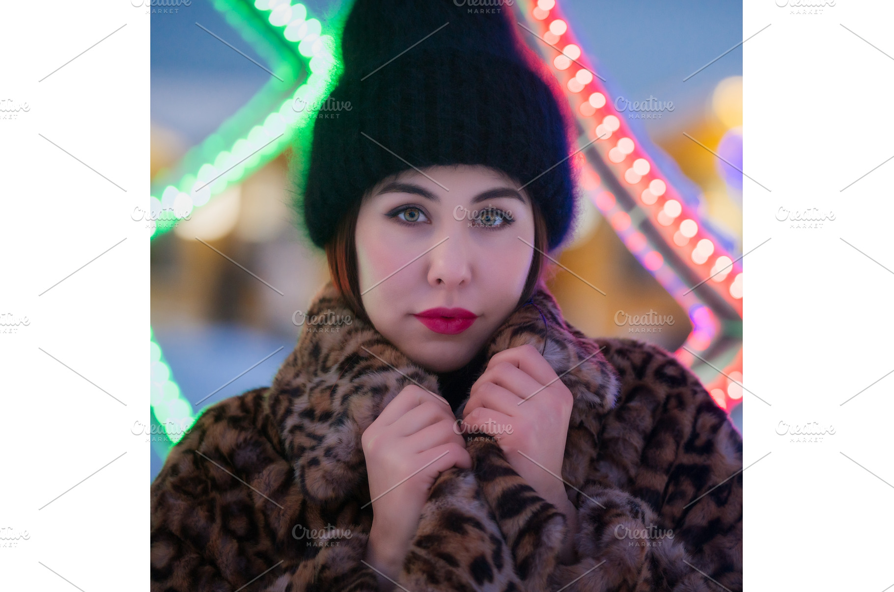 Portrait of woman in fur coat with, a Holiday Photo by Alexander-Piragis