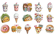 Cute Kawaii Fast Food Clipart, an Illustration by DreamArtGraphic (Thumbnail 4 of 4)