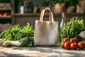 Reusable cotton bag with fresh organ, a Food & Drink Photo by Photostock
