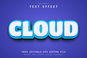 Cloud Text Effect Cartoon Style