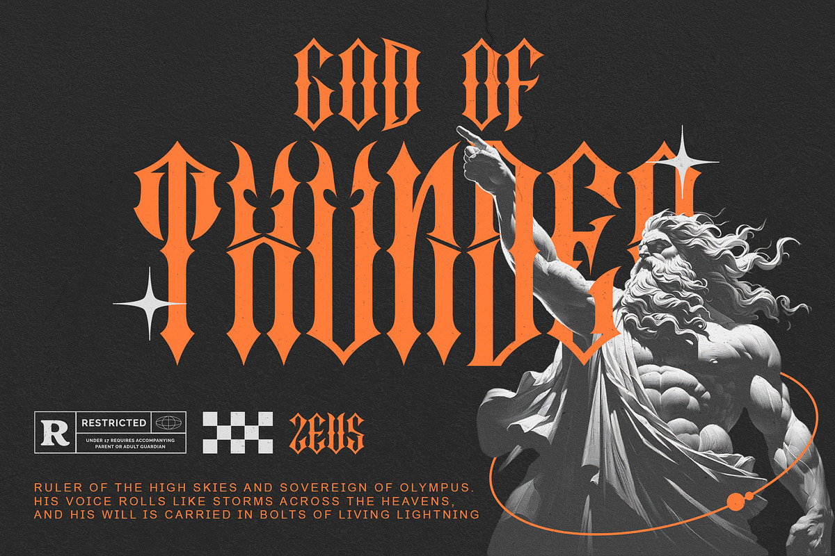 Crucifer – Dark Gothic Blackletter F, a Blackletter Font by Letterara (Photo 10 of 15)