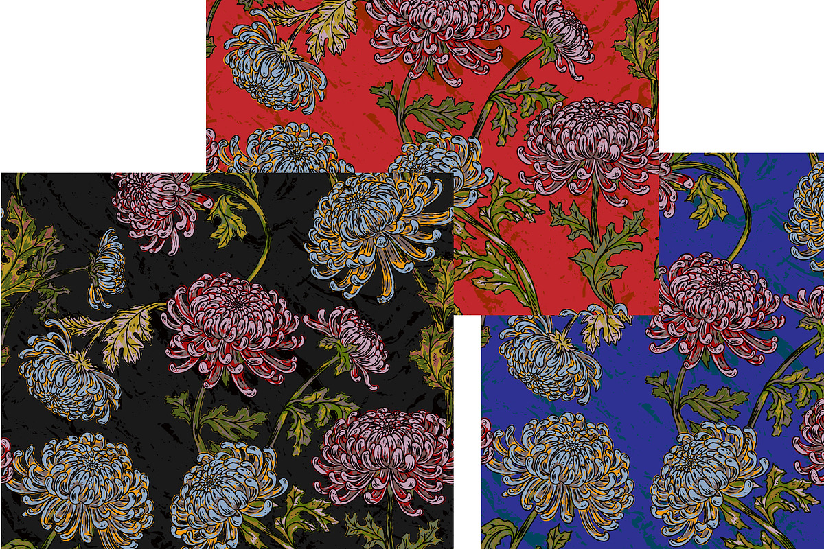 Vintage Chrysanthemum Maximalist, a Pattern Graphic by NayaChu (Photo 5 of 9)