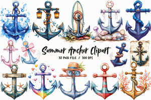 Summer Anchor Clipart, an Illustration by Libby Wishes