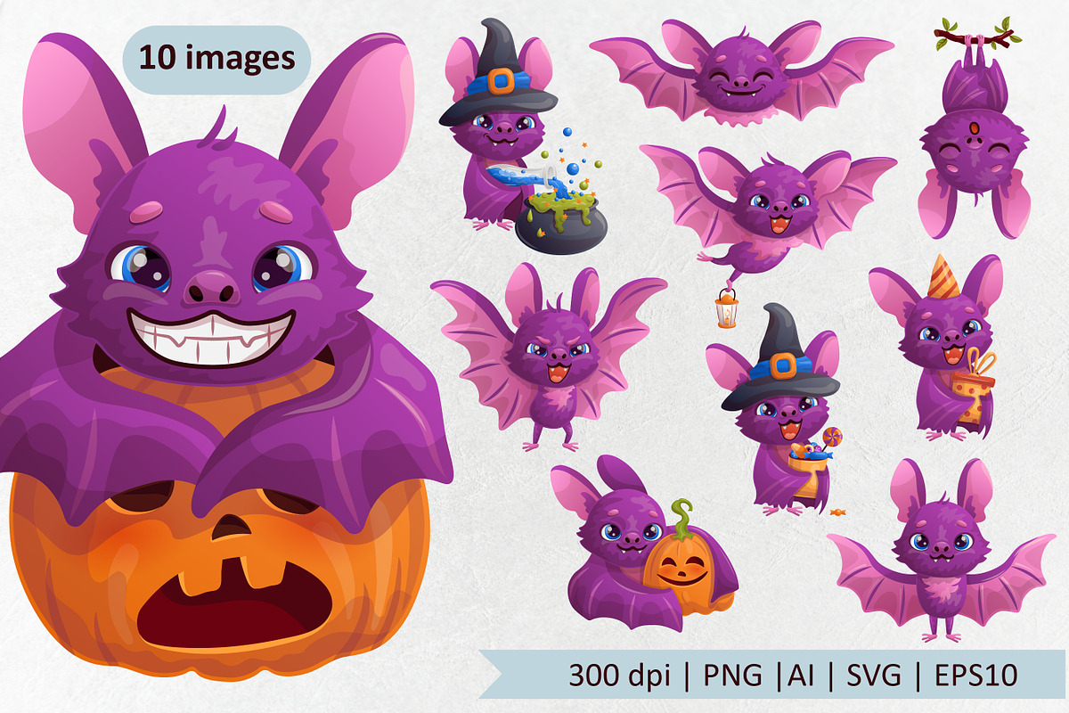 Cute cartoon bat, an Animal Illustration by VaraNa Art (Photo 1 of 6)
