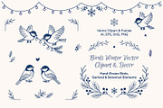 Winter Birds Vector Clipart, an Illustration by SvetaGallery (Thumbnail 1 of 5)