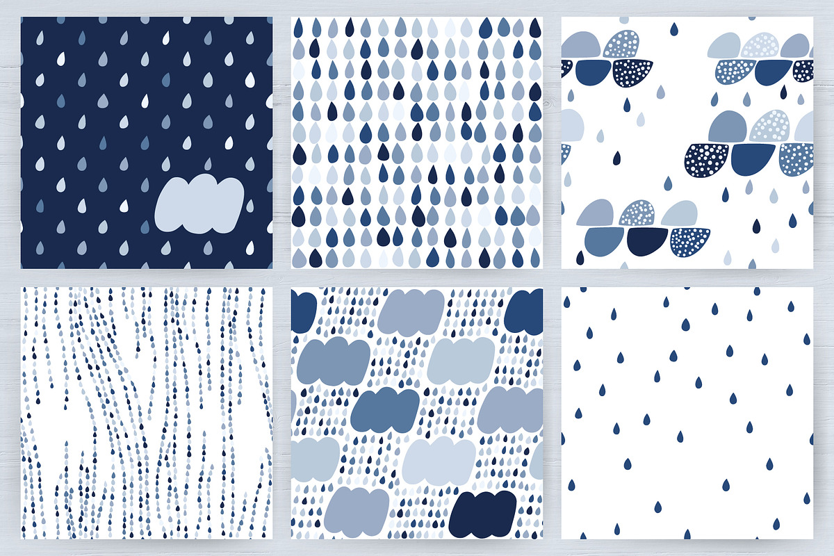 Rainy day, 6 seamless patterns, a Pattern Graphic by pineart