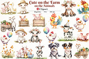Cute on the Farm on the Animals png, an Illustration by Watercolor design (Thumbnail 1 of 4)