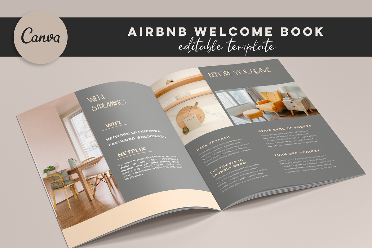 Air Bnb Welcome Book Canva Template, a Brochure Template by Design House (Photo 5 of 10)