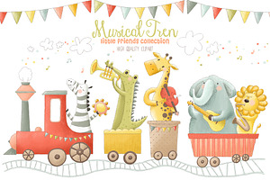 Musical Animals Tren Clipart