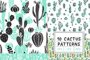 10 Cactus Patterns, a Pattern Graphic by Apolinarias Art (Thumbnail 1 of 9)