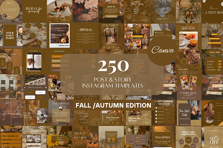 Autumn Themed Instagram Templates, a Social Media Template by SociallyyCreative