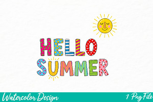Hello Summer Png, an Illustration by Watercolor design