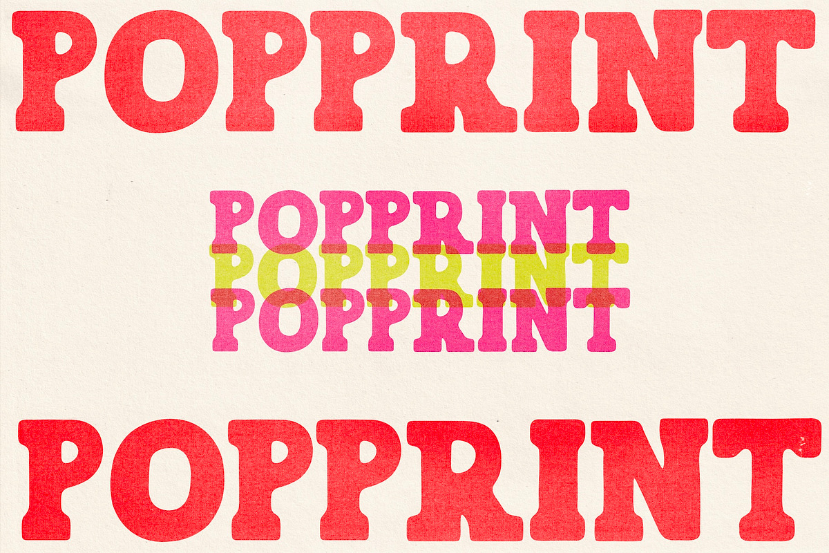 Pop Print Retro Display Font, a Sans Serif Font by Madeline ODonoghue Design (Photo 9 of 9)