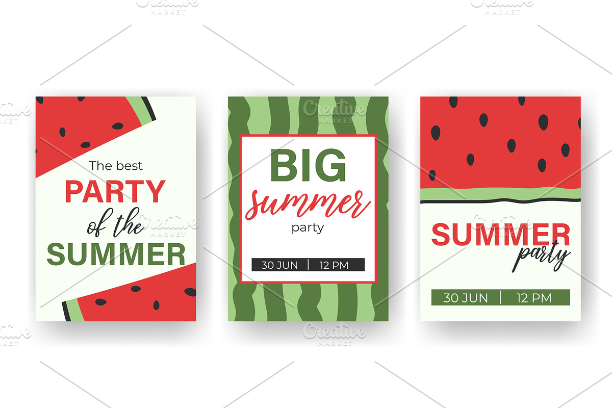 Summer Party Flyer Set Vector, an Object Illustration by Tati_Kli