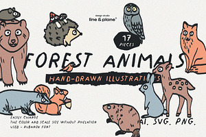 Forest Animals -Vector Illustrations, an Animal Illustration by line & plane