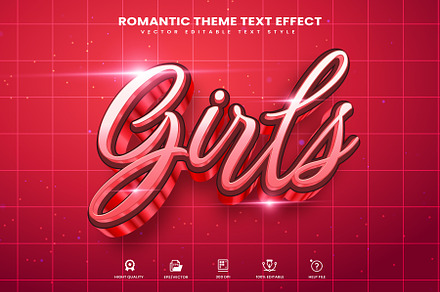 Pink Girls Editable Text Effect