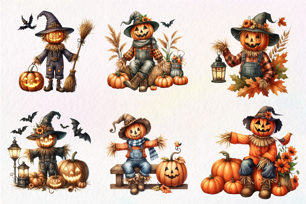 Cute Scarecrows clipart, an Illustration by CreationArt (Photo 4 of 5)