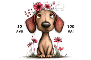 Whimsical Floral Dachshund, Cute Dog, an Animal Illustration by GiraffeCreative (Thumbnail 8 of 20)