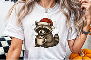 Watercolor Christmas Raccoon PNG, an Illustration by Sublimation Artist (Thumbnail 9 of 9)