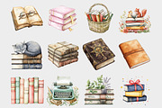 Watercolor Books Clipart, a Seasonal Illustration by Design Market (Thumbnail 3 of 4)