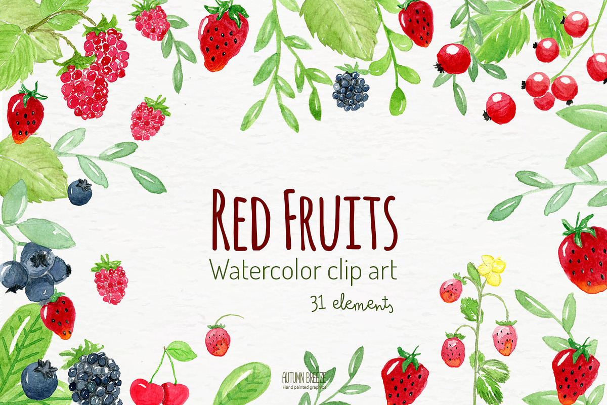Watercolor fruits clipart, a Food Illustration by Autumn Breeze (Photo 1 of 4)