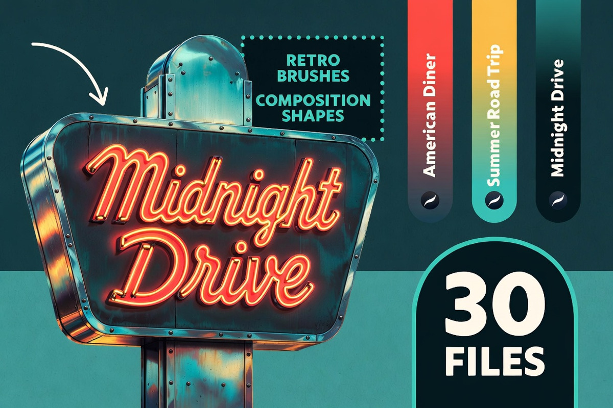 Procreate Watercolor Retro Brush Set, a Brush Add-On by Dreamanart (Photo 2 of 3)