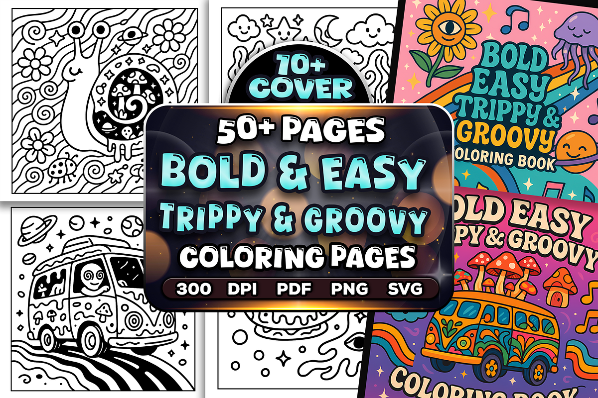Bold Easy Trippy Groovy Coloring