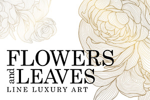 Flowers and Leaves Line Luxury Art