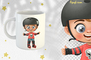 Cute cartoon boy on roller skates, a Person Illustration by Azuzlikus (Thumbnail 2 of 3)