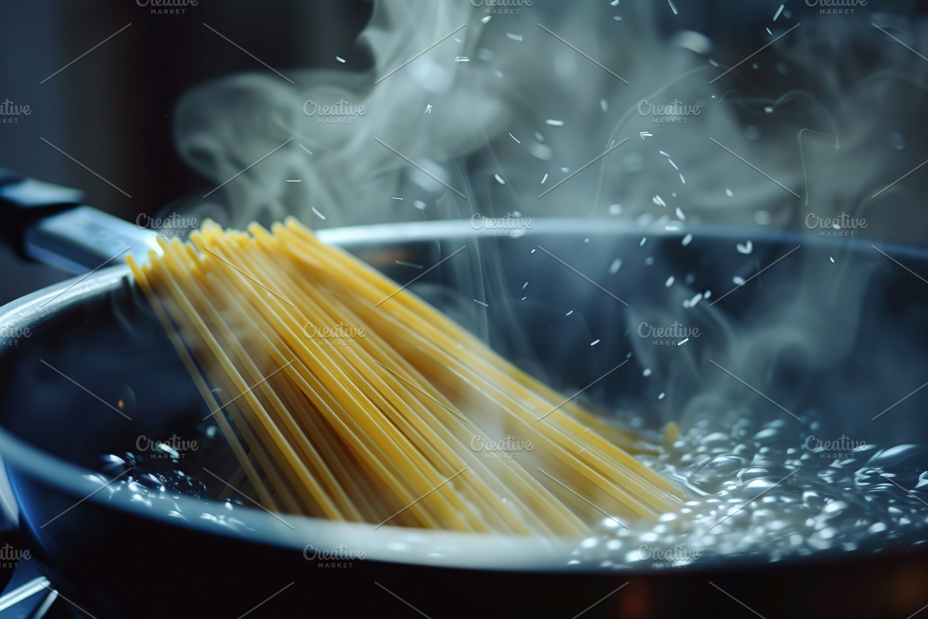 Spaghetti cooking in boiling water, a Food & Drink Photo by AlyaAnd