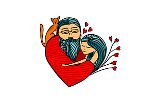 grandfather with granddaughter. hand, a Person Illustration by Nenahliadava Design
