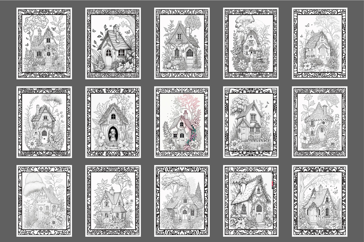 House Coloring Pages Set 50 Pages, an Object Illustration by Blue Digital Studio (Photo 3 of 4)