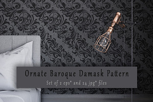 Ornate Baroque Damask Pattern.