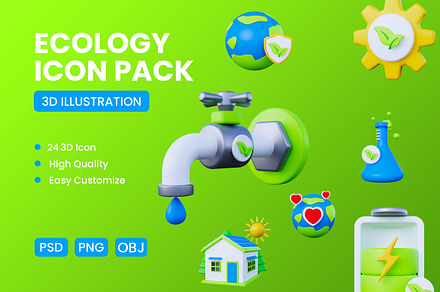 Ecology 3D Icons Pack