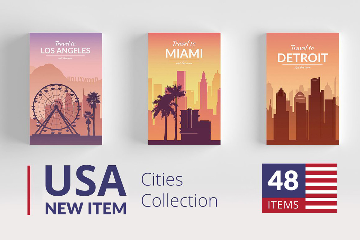 USA Cities Landscape Collection, an Illustration by Chuhastock (Photo 1 of 13)
