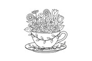 Floral Teacup Line Art Bundle, an Illustration by Gfx_Store (Thumbnail 38 of 51)
