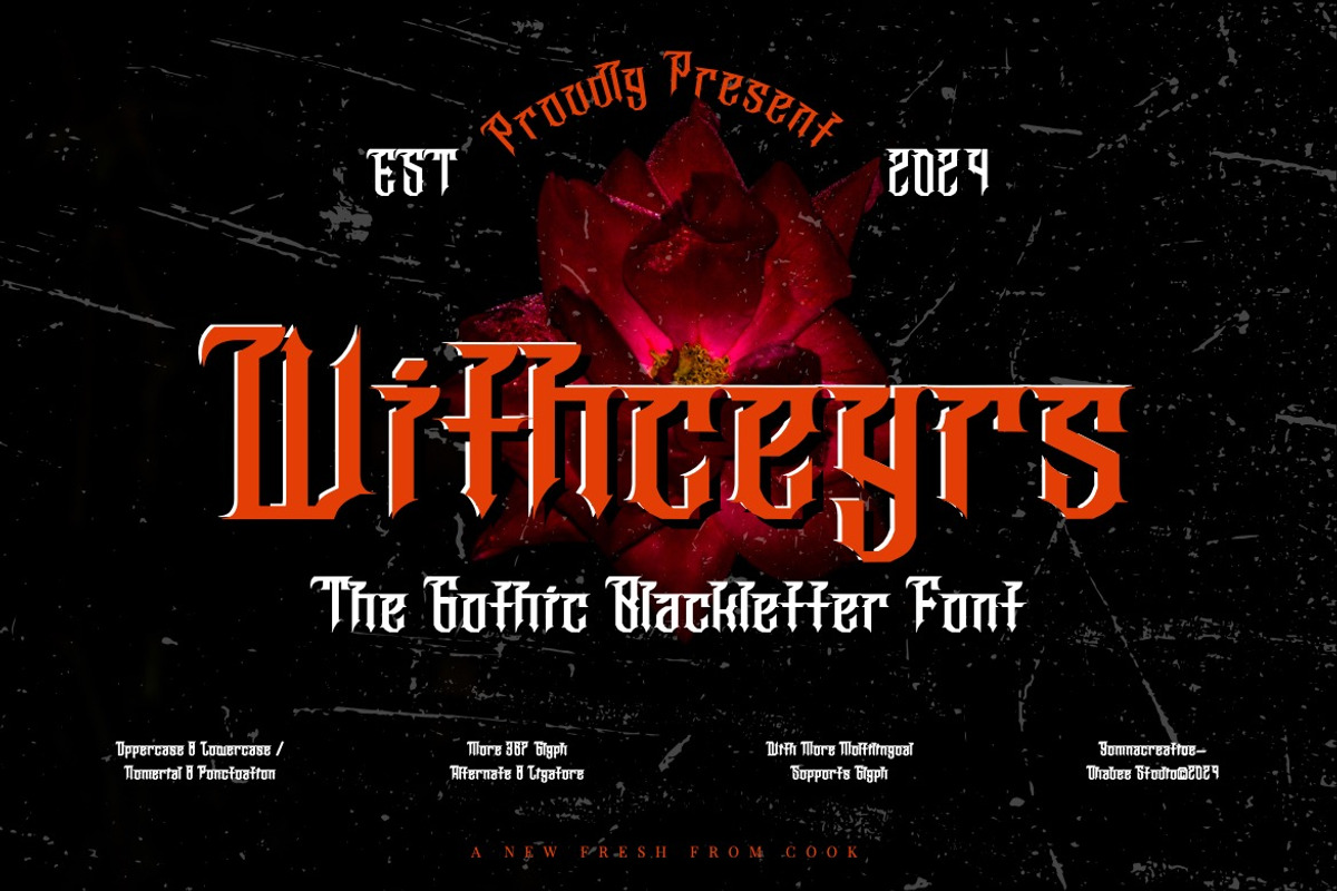 Withceyrs - Gothic Blackletter Font, a Blackletter Font by Dhabee (Photo 1 of 15)