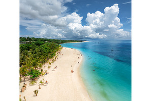 Aerial view of tropical sandy beach, a Nature Photo by den-belitsky