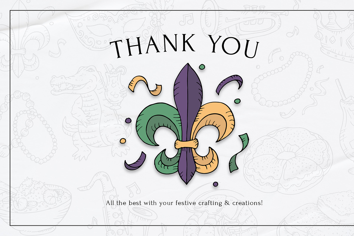 Hand Drawn Mardi Gras Images, a Seasonal Illustration by H&C Drawings & Designs (Photo 15 of 15)