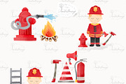 Watercolor Firefighters Clipart, an Object Illustration by designloverstudio (Thumbnail 2 of 2)